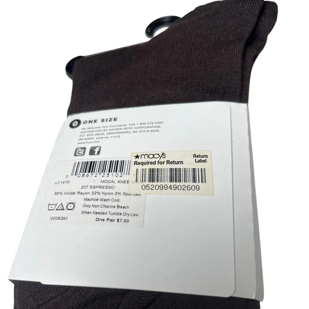 Hue Modal Knee Socks 207 One Size Espresso NWT